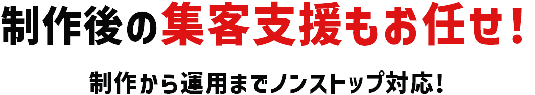 制作後の集客支援もお任せ！制作から運用までノンストップ対応!