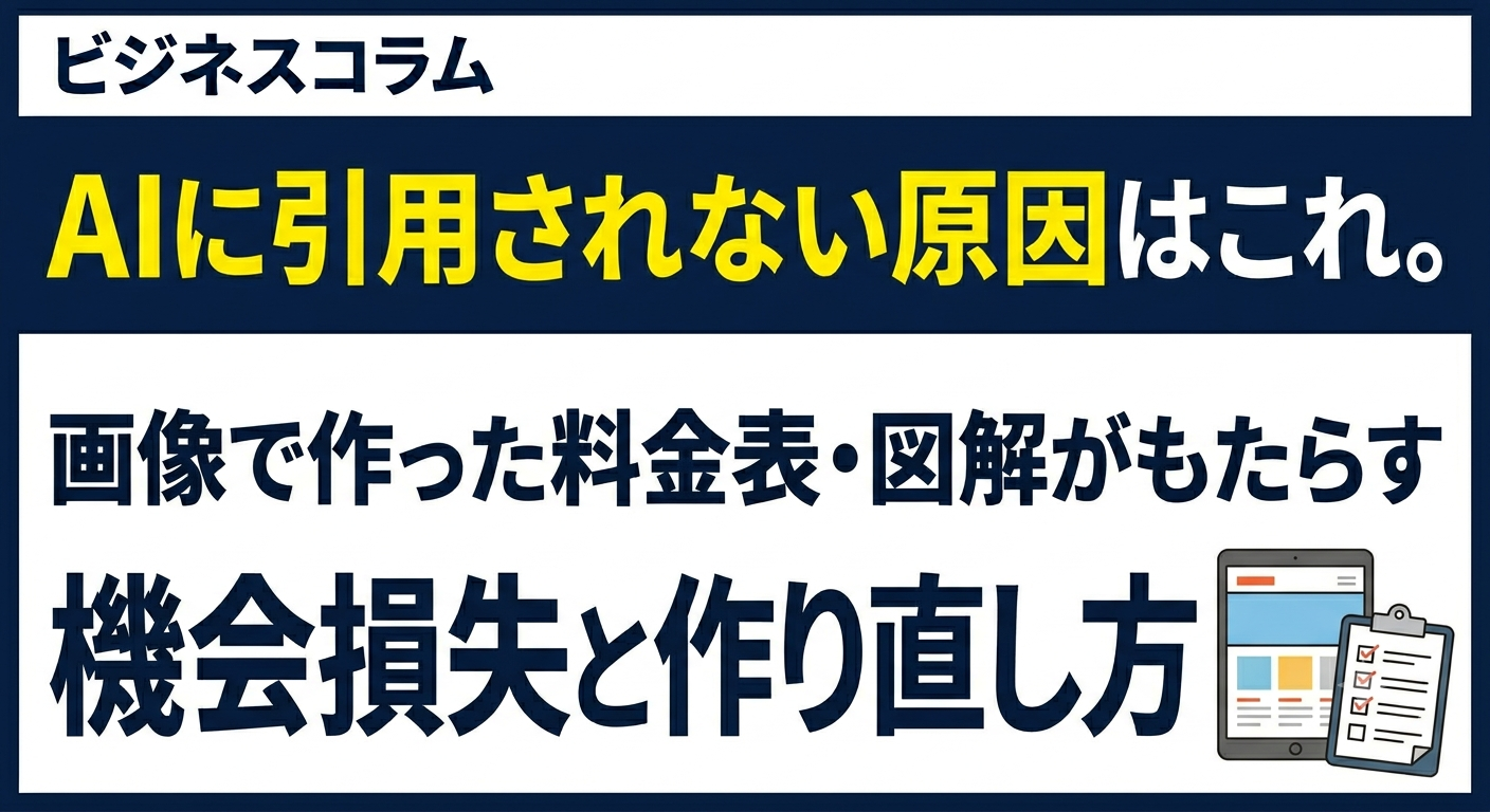 AIに引用されない原因はこれ。画像で作った料金表・図解がもたらす機会損失と作り直し方
